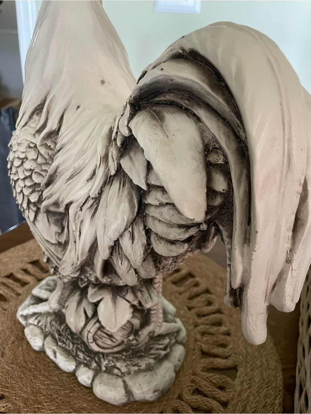 Handcrafted Rooster Sculpture – Neutral Beige Farmhouse Accent - Picture 4 of 5